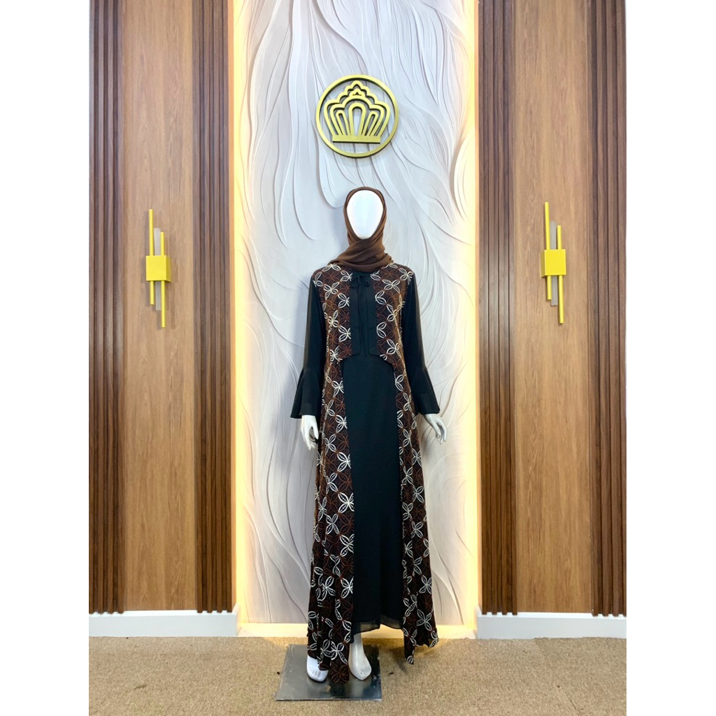 Qonita Batik Gaun Ryana Sogan - Gaun Batik Klasik Sogan