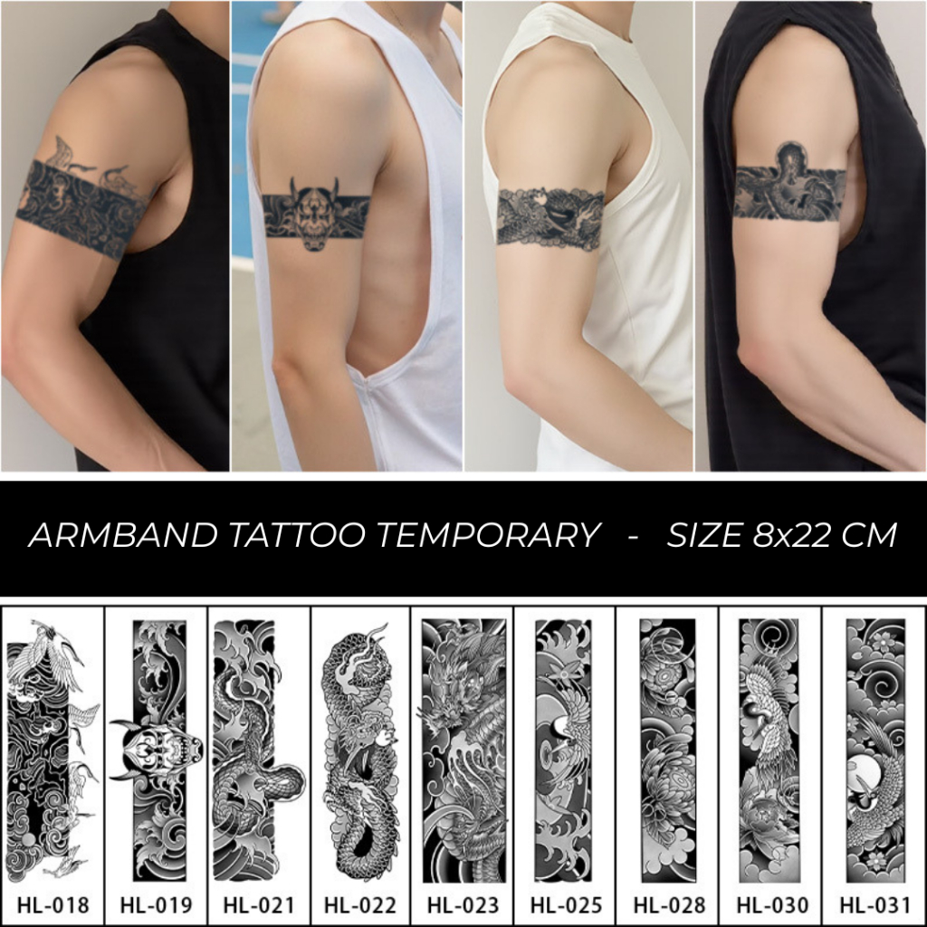 PREMIUM Fruit Ink Tattoo Temporary Armband 8x22 CM Tato Temporer Semi Permanen Tahan Lama Motif Gela