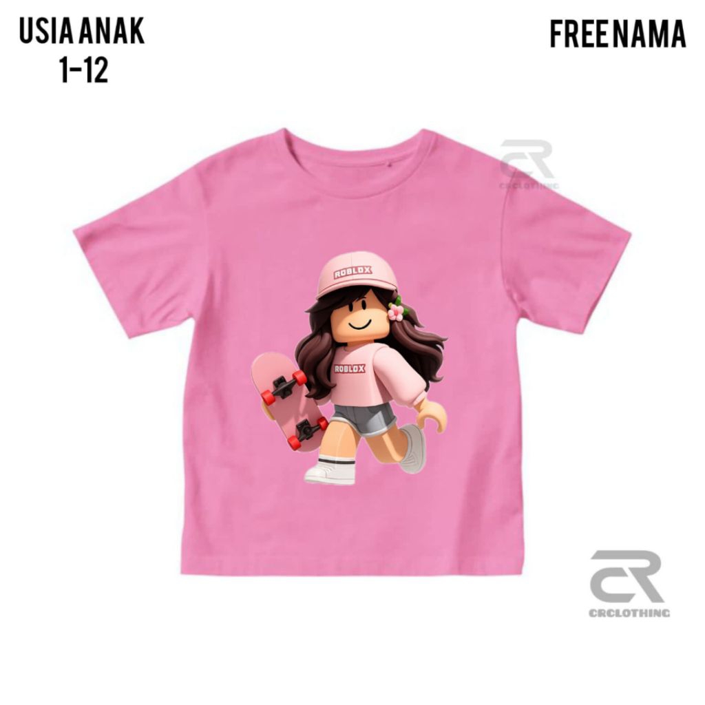 Baju Kaos Anak Karakter Roblox Cewek Free Nama