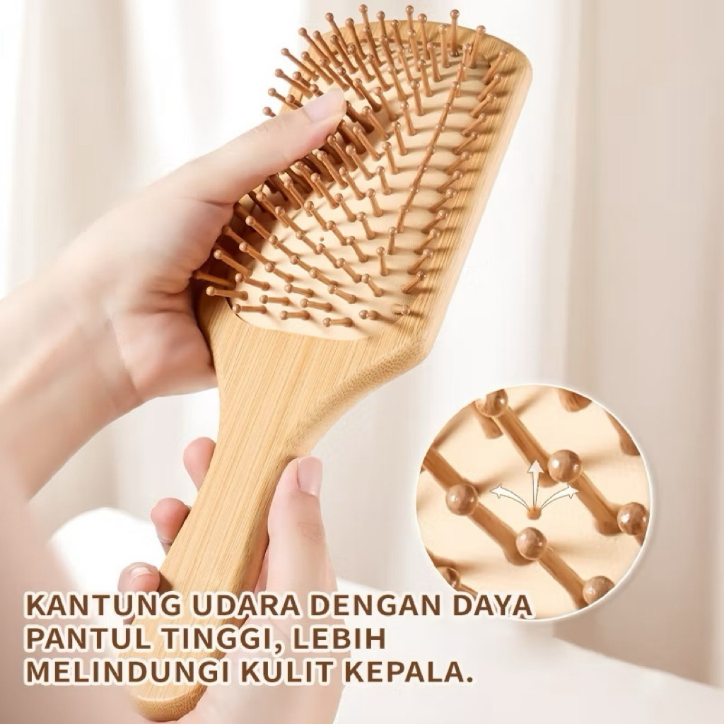 Sisir Kotak Kayu / Sisir Blow Gagang Kayu /Sisir Paddle / Sisir Kesehatan