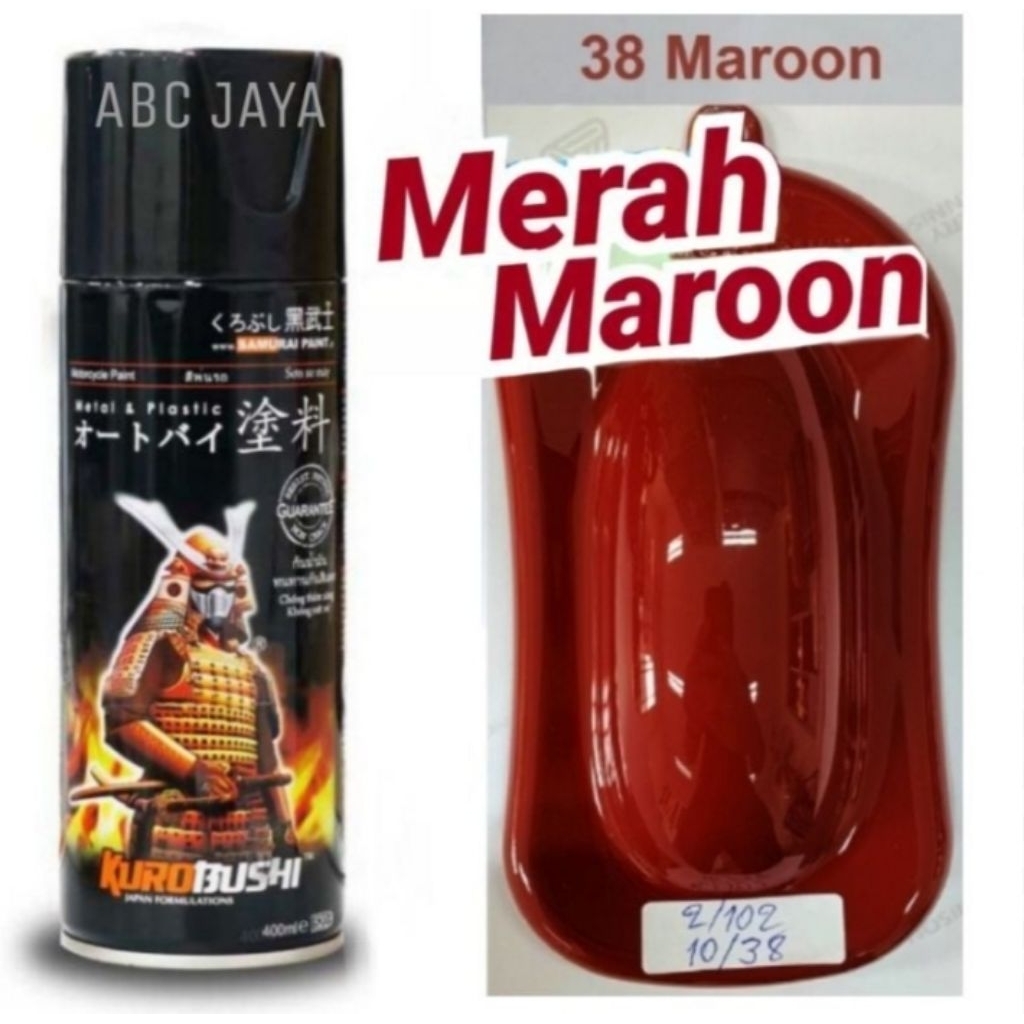 Cat Pilok Samurai 38 Maroon Red 400ml Merah Marun Merah Tua Gelap Maron Mengkilap Pilox Pylox
