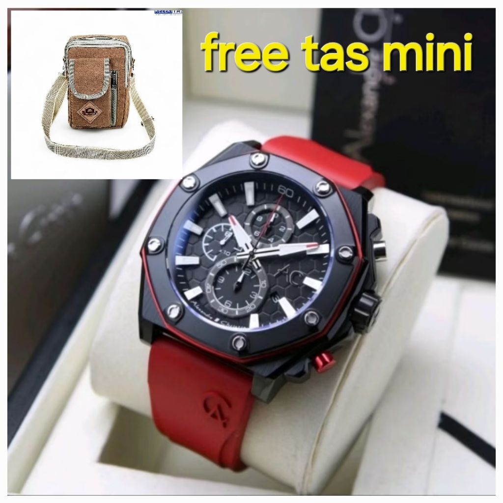 Alexander cristie collection chrono aktiv tali silicone/rubber case stainless steel variasi warna pr