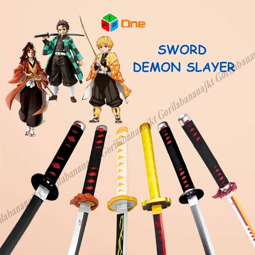 Mainan Pedang Nichirin Demon Slayer Cosplay Tanjiro Zenitsu Giyuu Rengoku kyojuro Wooden Sword