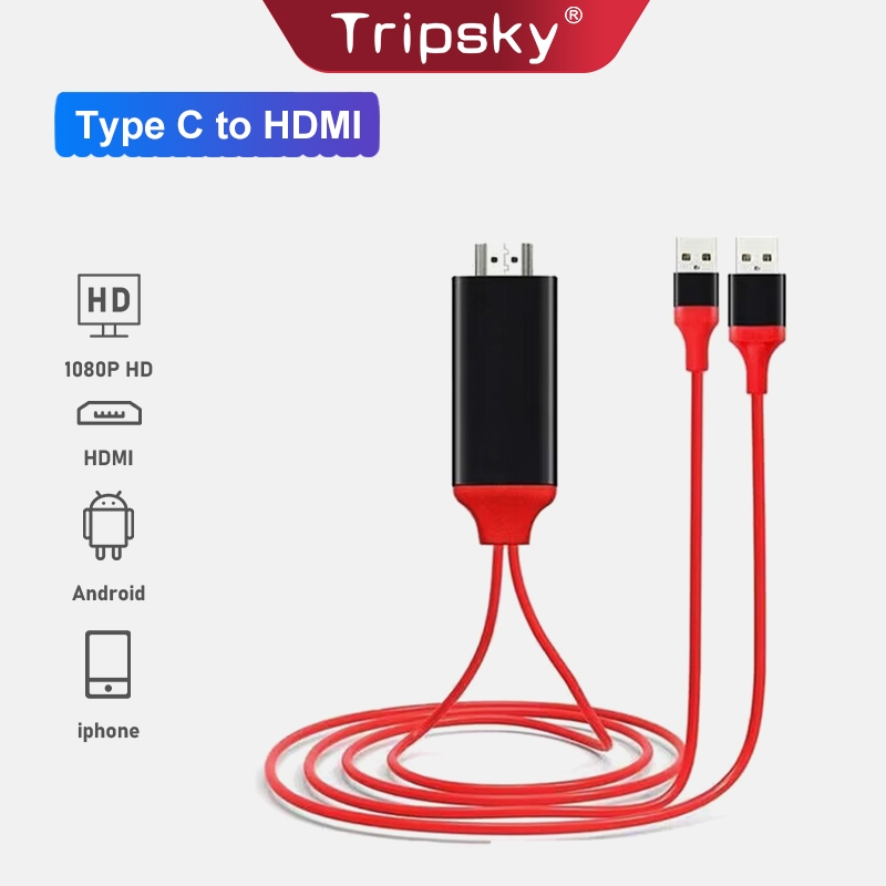 Tripsky  Adapter Kabel Type C to HDMI 4K UHD Converter HP ke Proyektor,  Hp ke TV