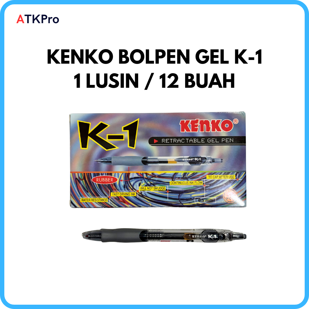 

Pulpen Kenko K1 Cetek Gel - 1 Lusin Pack / Kenko Bolpen Gel 0.5mm 12 pcs Bolpen Empuk Anti Bocor