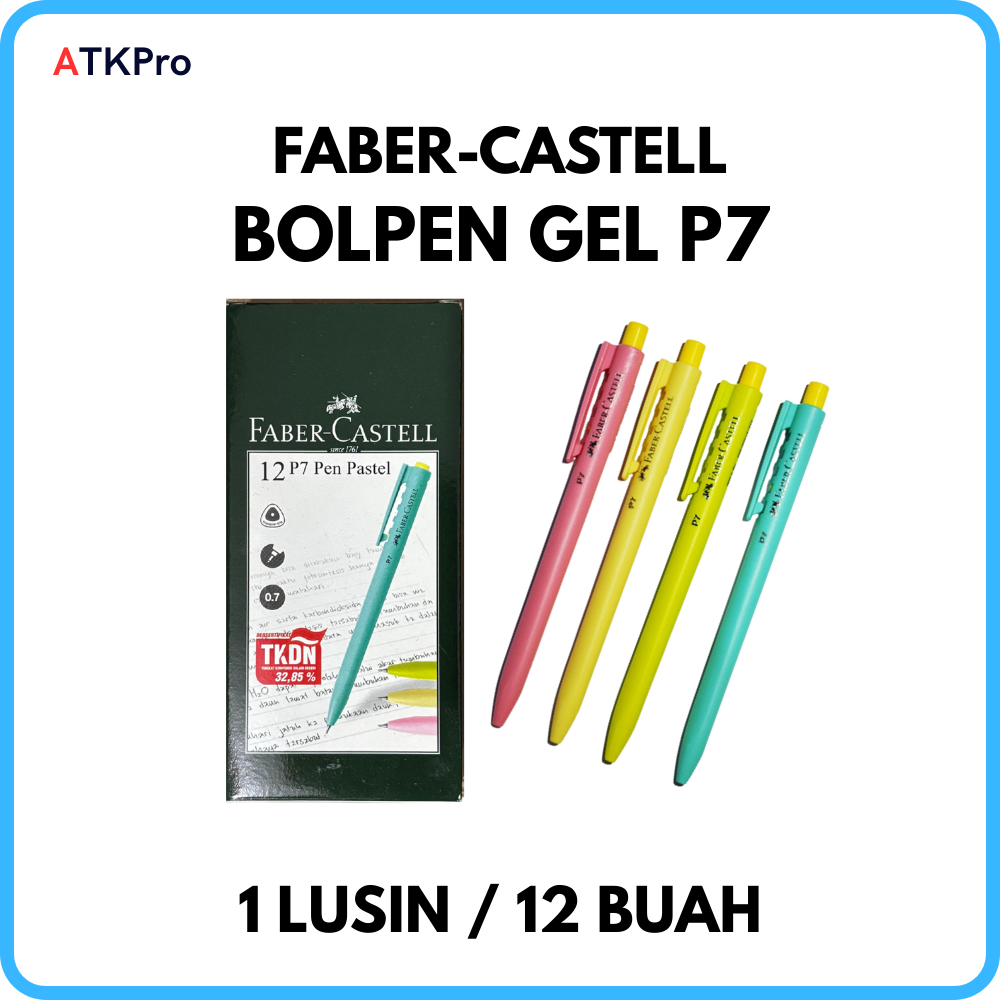Bolpen Gel 0.7mm Pastel P7 Faber Castell / Faber Castell Pulpen Gel P7 0,7mm Warna Pastel