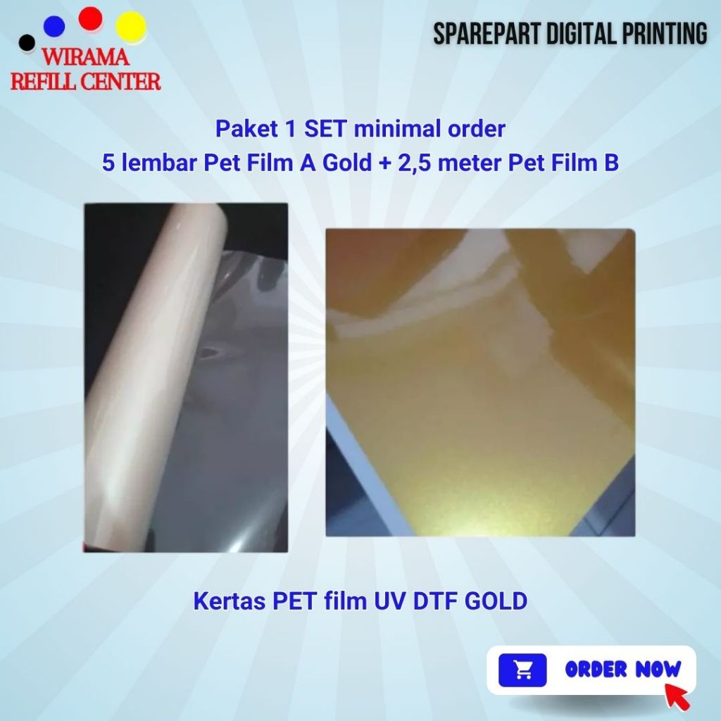 Kertas PET film UV DTF GOLD