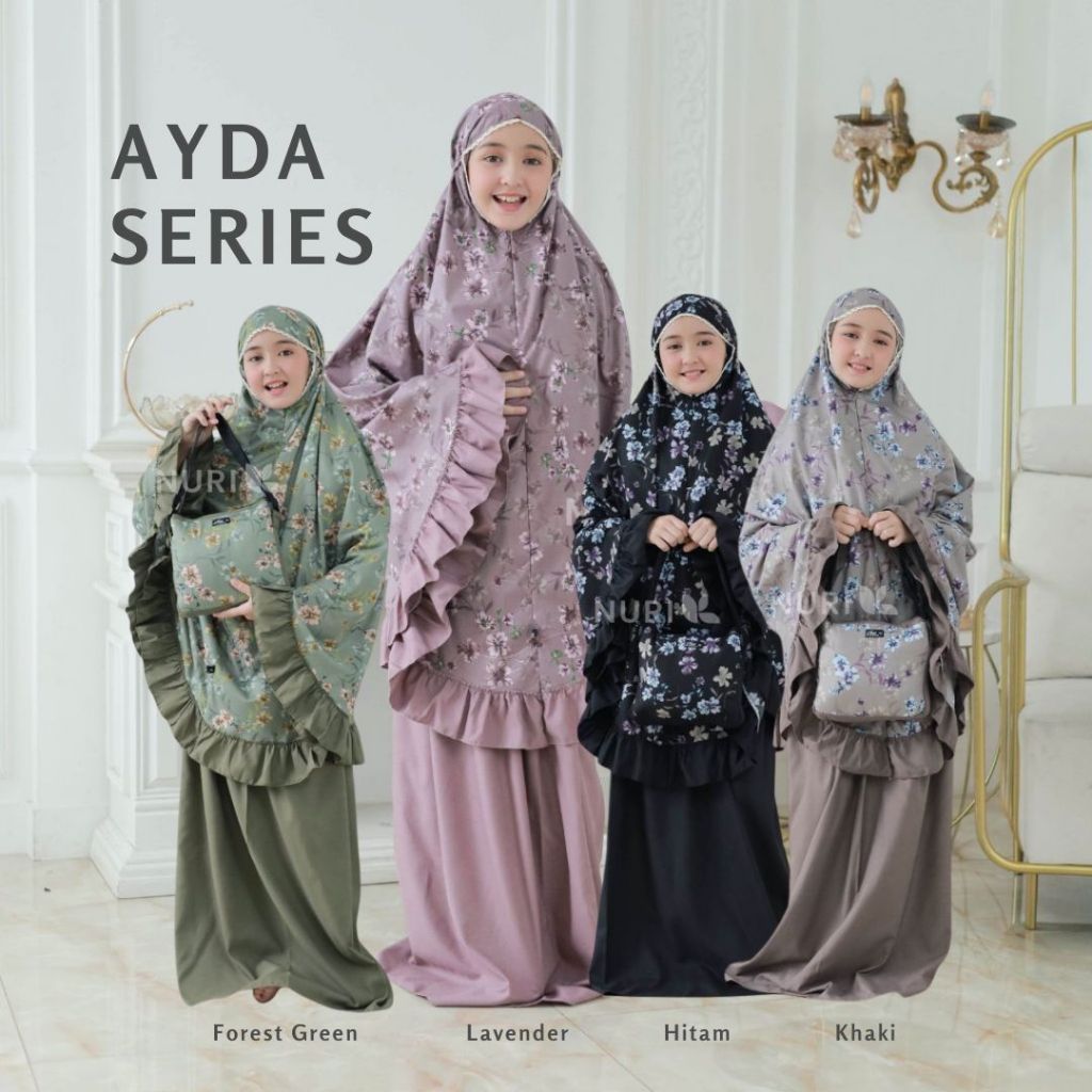 Mukena Anak Katun Tas Selempang 2in1 Resleting Ayda Series