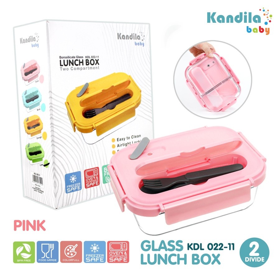 Kandila KDL022-11 Glass Lunch Box 2 Divide