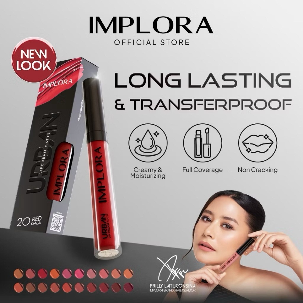 [GROSIR 1 BOX / 12 PCS] Implora Urban Lip Cream Matte | Lipstik Lipstick Approved by Prilly Latucons