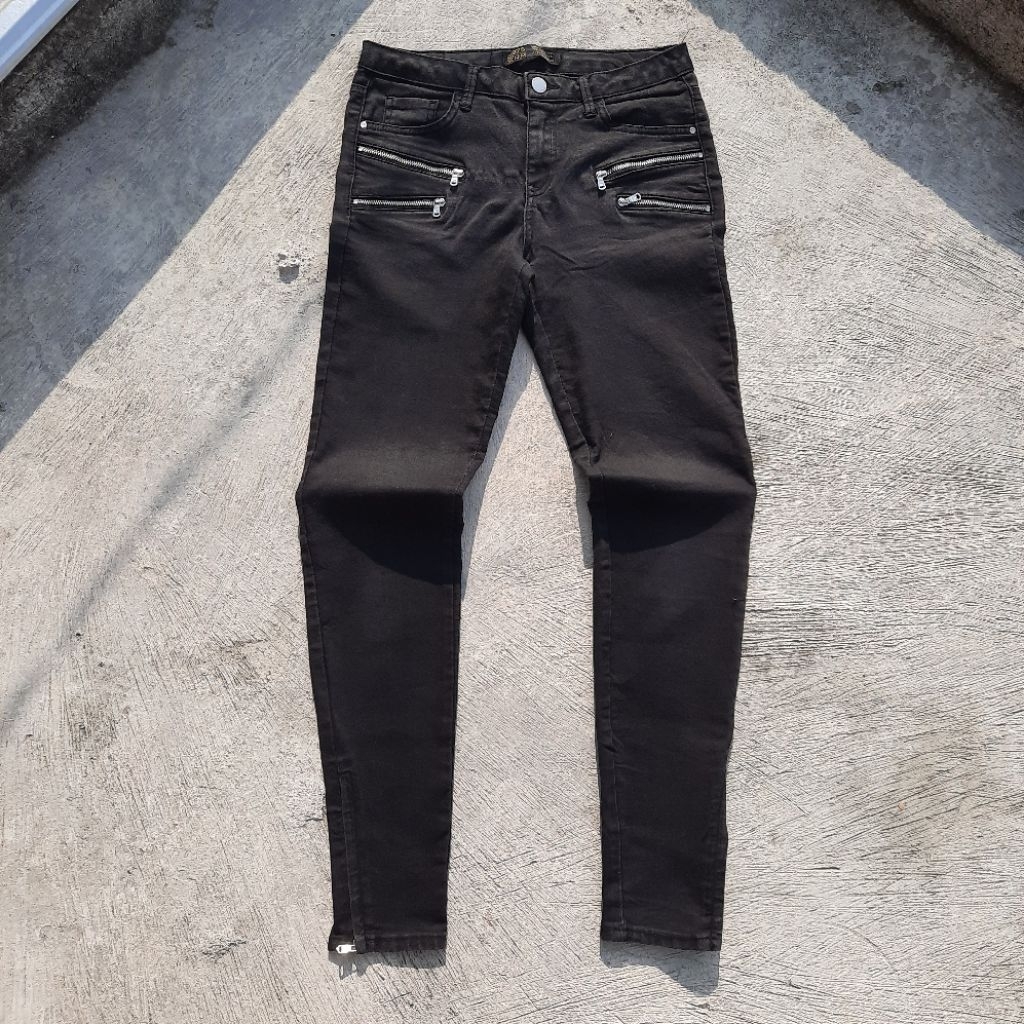 Zara Biker Jeans Black Skinny