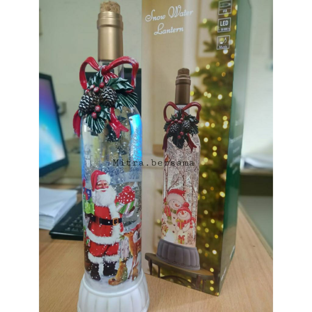SNOW GLOBE GLASSDOME KOTAK MUSIK AIR BOLA KACA CHRISTMAS SNOW WATER BOTTLE WDL 25025A HAMPERS NATAL