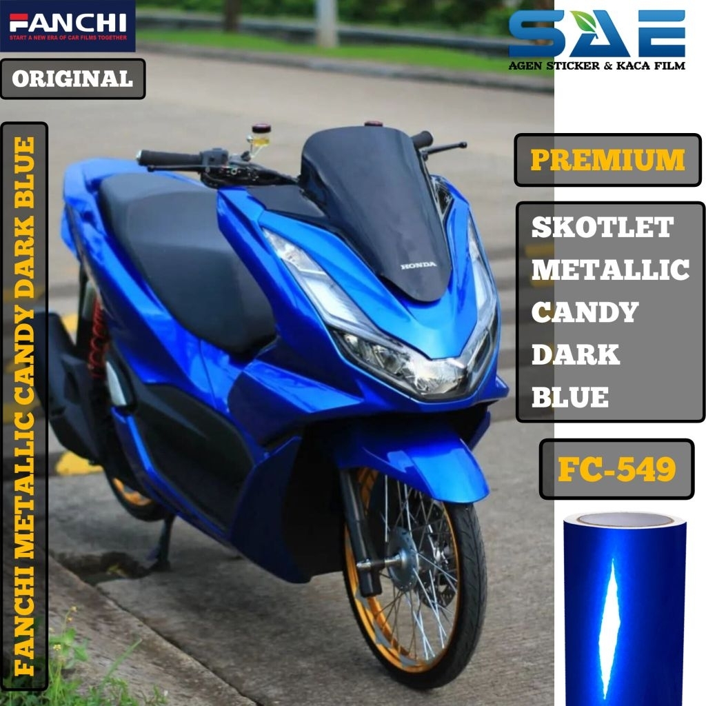 Skotlet Biru Dark Blue Doff Matte Chrome Sticker Motor Fanchi Premium