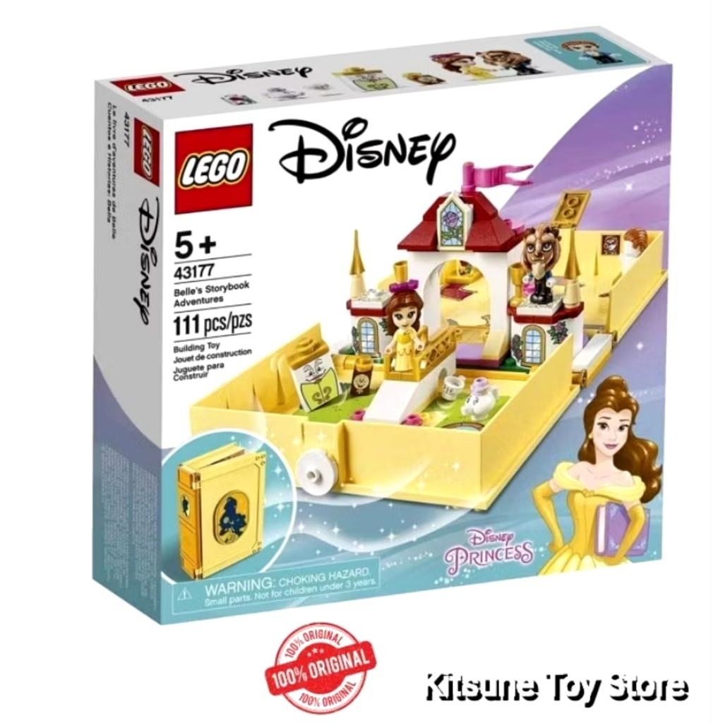 Disney 43177 Princess Belle's Storybook Adventures Original 111 Pcs - Mainan Balok Story Book Buku C