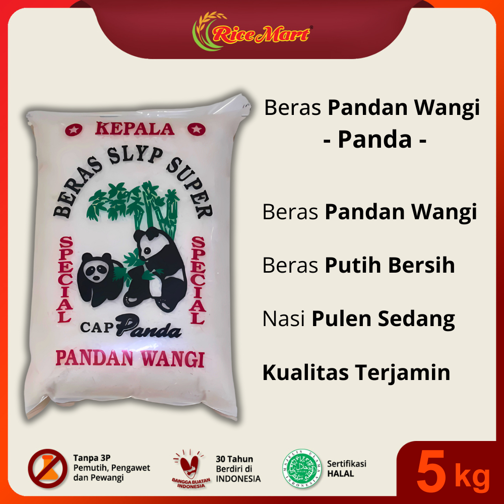 

Beras Cap Panda Pandan Wangi - 5 kg - Pulen Pandan Wangi Asli