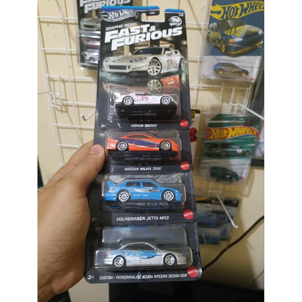 Hot Wheels Silver Series SET (4 pcs) Fast And Furious Graphic Remix Honda S2000 Nissan Silvia (S15) 