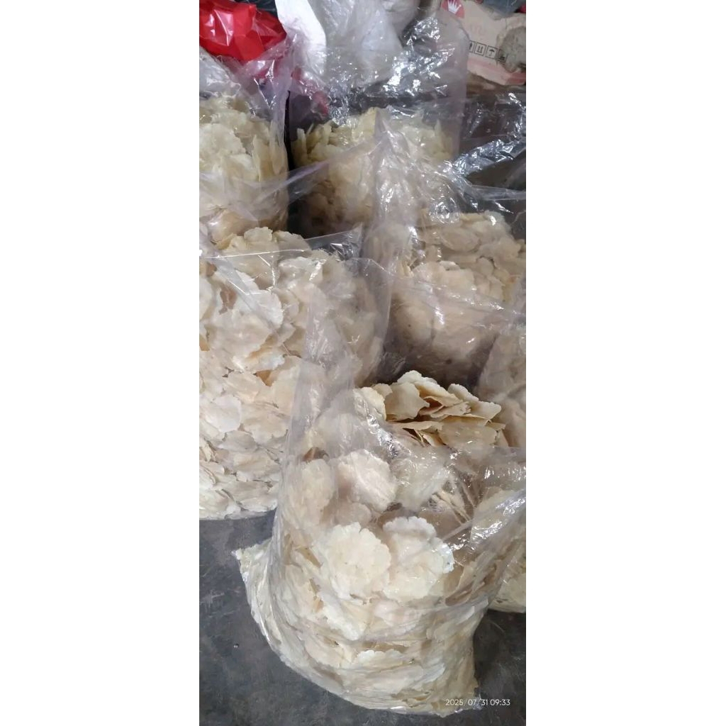 

emping melinjo mentah siap goreng ukuran bulat besar kemasan 1 kg