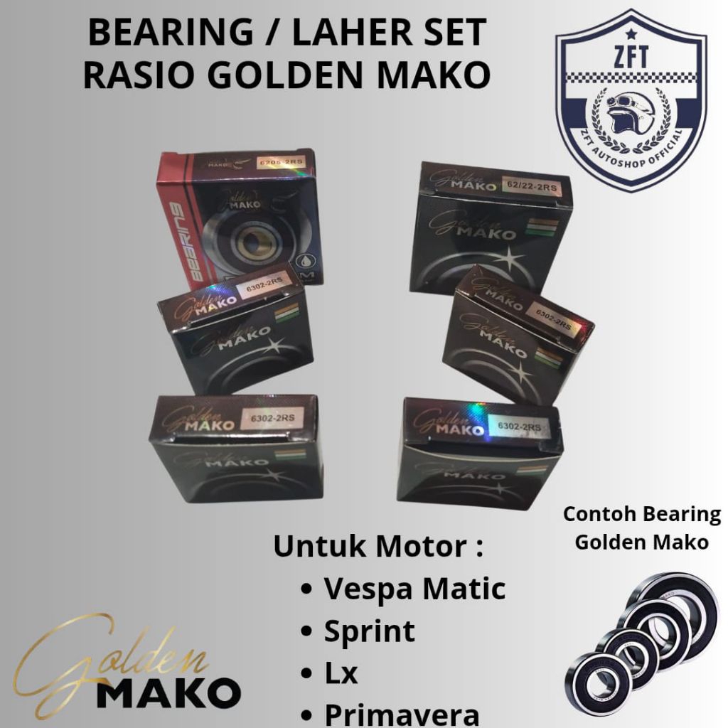 Laher Bearing Rasio Set Golden Mako Vespa Matic Sprint LX Primavera