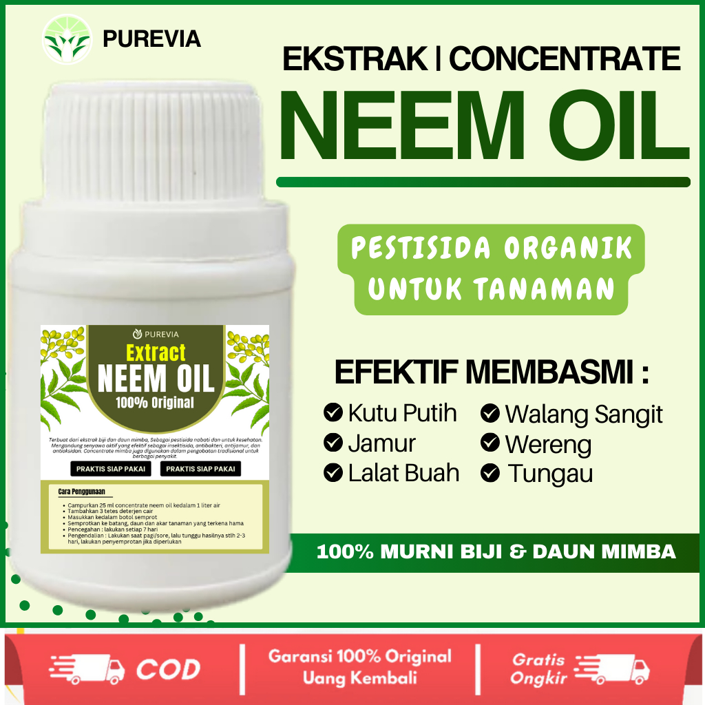 Ekstrak Neem Oil Minyak Daun Mimba Pestisida Organik Alami Pembasmi Hama Tanaman Serangga dan Jamur