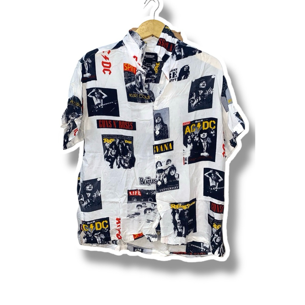 [ PRELOVED ] Kemeja Pria Lengan Pendek Hawai Hawaiian Shirt Kemeja Motif Rayon Kemeja Pantai Pria Ke