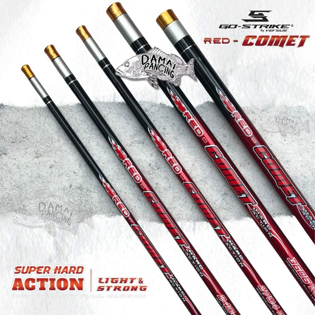 Joran Pancing Tegek Carbon Kaku Super Hard Ringan Versus Red Comet Go Strike 210 240 270 300 360 450
