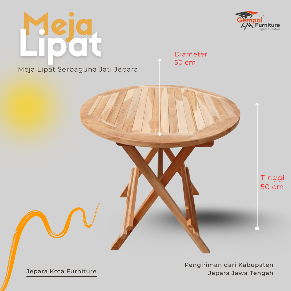 PROMO Meja Lipat Jati Minimalis Berkualitas / Meja Lipat Kokoh Jati Jepara