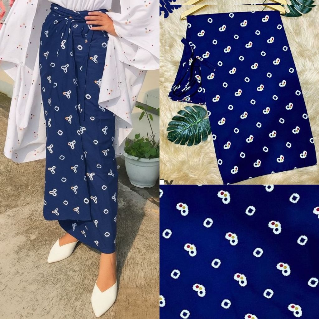 Rok Lilit Batik Kain Jumputan Biru Dongker / Kain Lilit Batik Jumputan NAVY