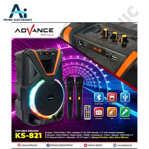 ADVANCE KS821 KS 821 KS-821 Speker Speaker Bluetooth Meeting Portable 8 inch free 2 Mic Wireless