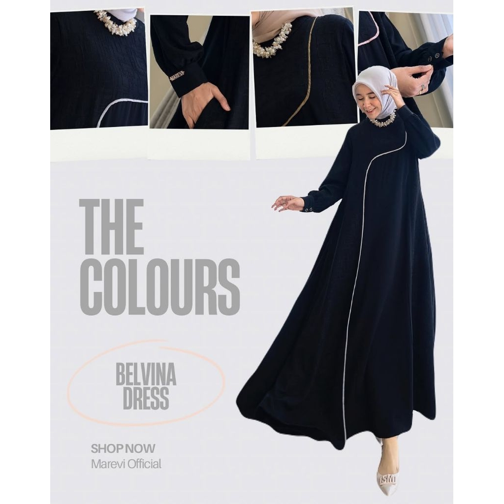 Gamis Marevi Hitam | Gamis Belvina Hitam | Gamis Wanita