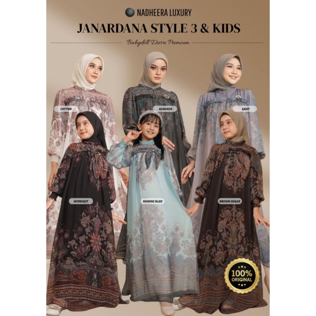 GAMIS MOM & KIDS SERIES // JANARDANA SERIES MIDI STYLE 3 & DRESS KIDS NADHEERA LUXURY TERBARU // JAN