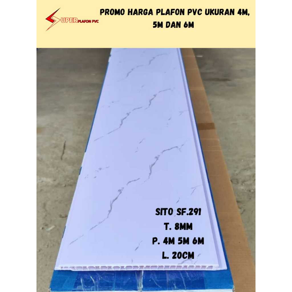 [PROMO] Plafon Pvc Putih Motif Marmer SITO SF291 Plavon Pvc Marmer Putih Lembaran