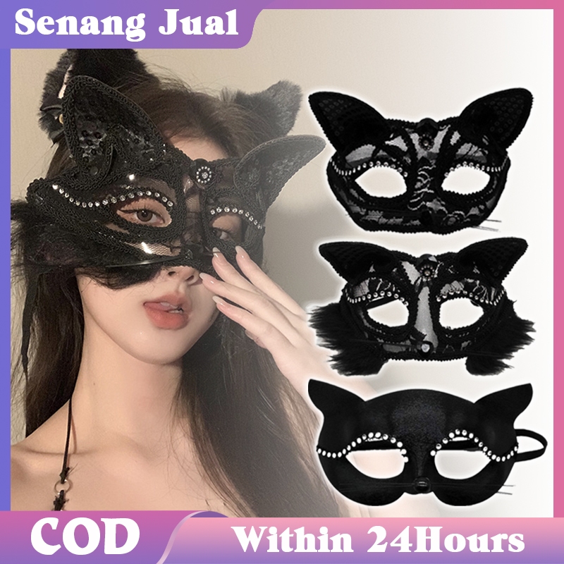 Topeng Pesta Wanita Topeng Kucing  Seksi Renda Wajah Kucing Mask Cosplay Topeng Cat