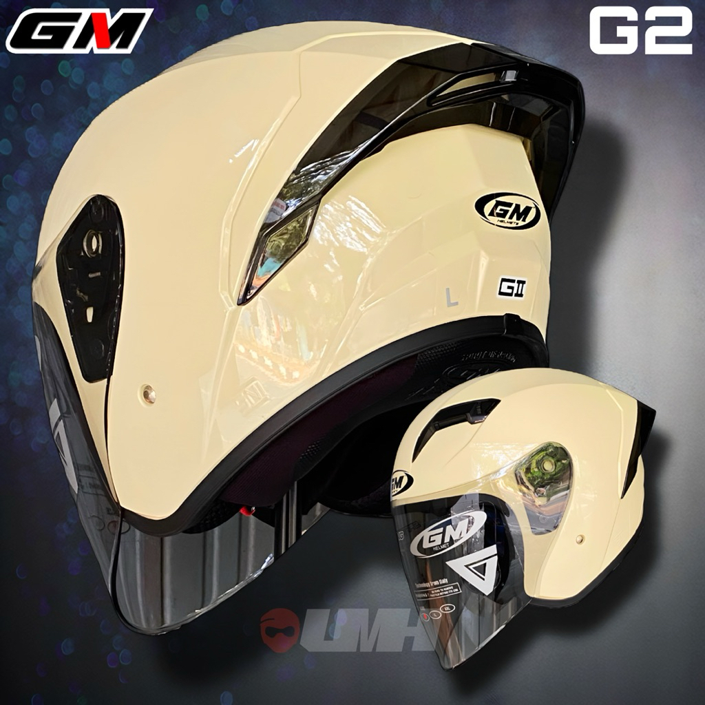 helm GM G2 solid | GM GII Solid white terbaru
