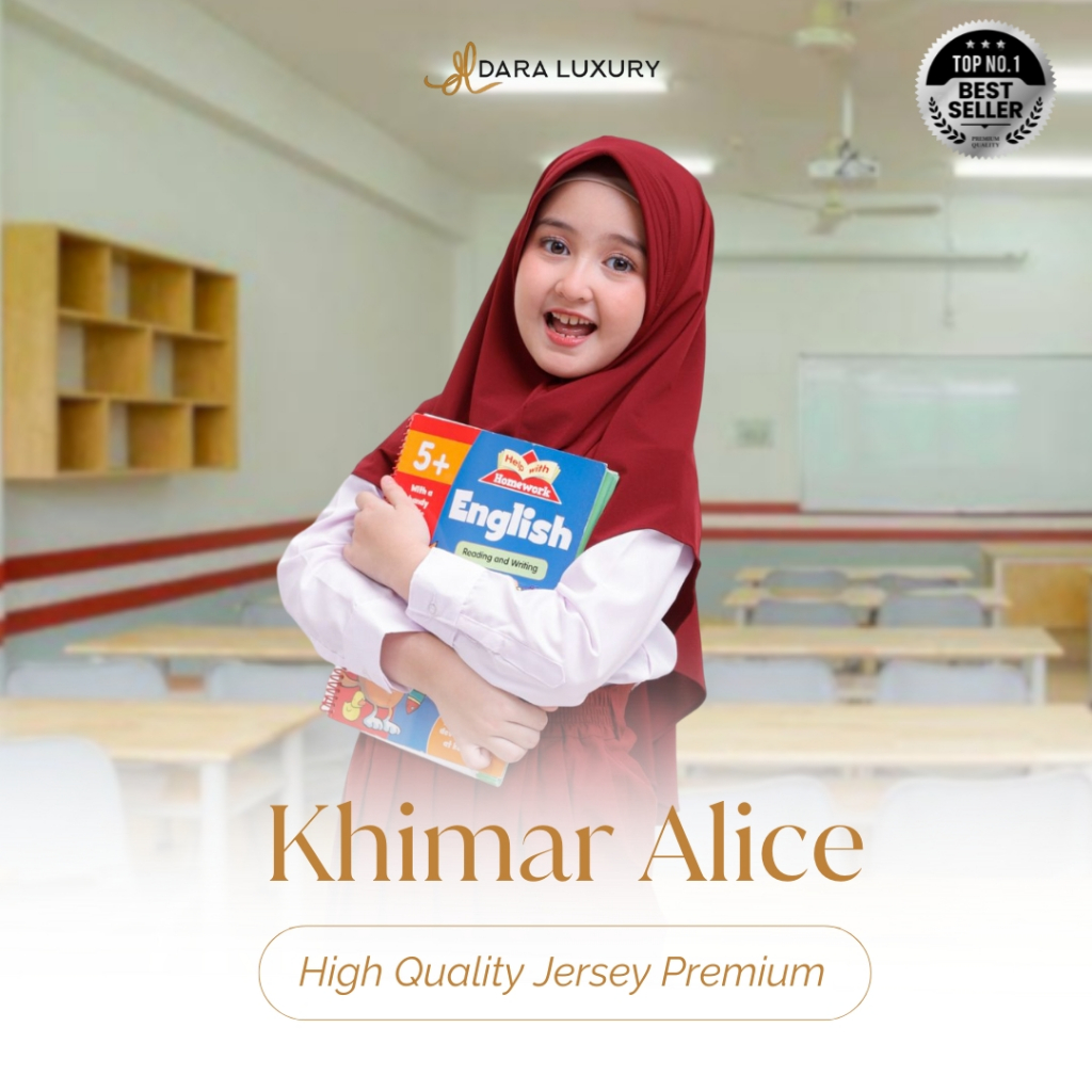 Hijab Anak Instan Jersey Premium | Khimar Anak Perempuan Praktis Tinggal Pakai | Alice byDara Luxury