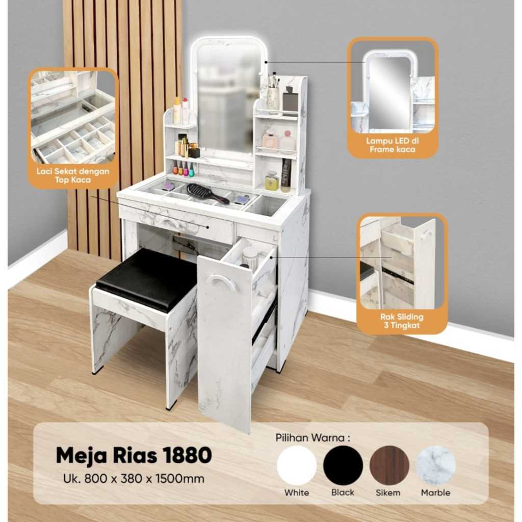 MEJA RIAS MODERN MINIMALIS LAMPU LED + KURSI