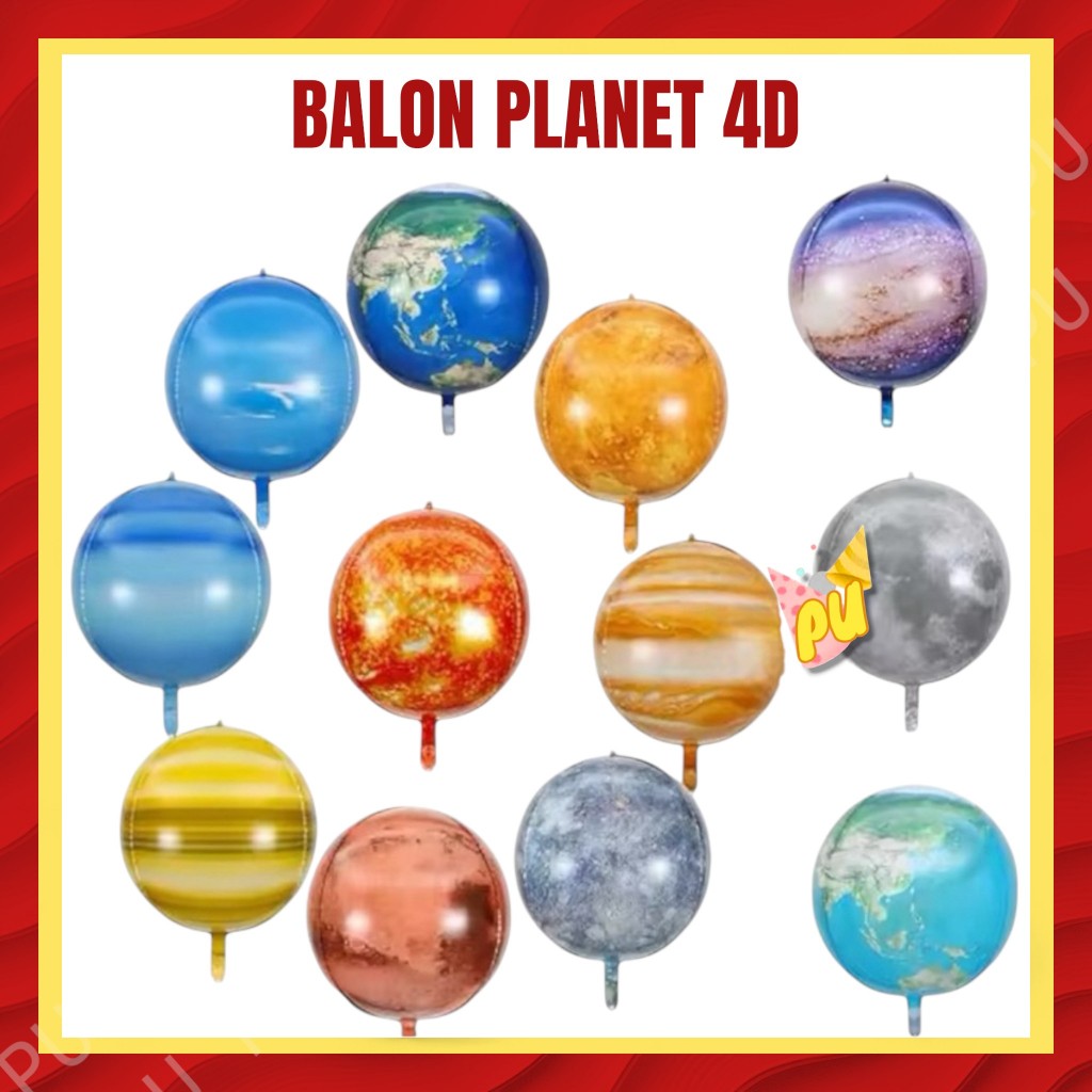 Balon PLANET 4D / Balon Foil Planet Bumi Bulan Merkurius Mars