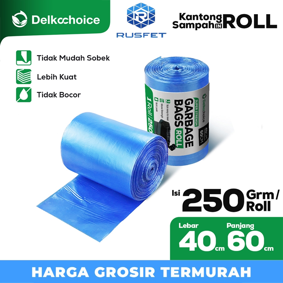 Kantong Jumbo Plastik Sampah Roll Biru Trash Bag Delkochoice 40x60cm