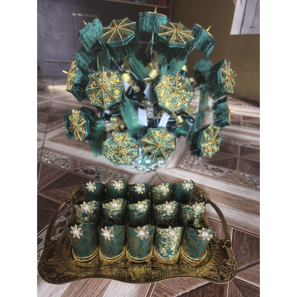 (15pcs) bunga telur payung songket/paket lengkap t4 sirih pinang/pokok telur/ pokok telur maulid/ ba