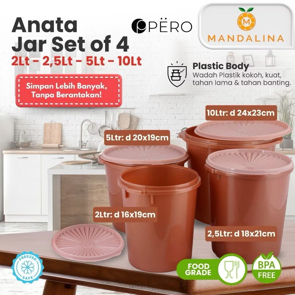 Pero x Mandalina Anata Jar Set of 4 - Toples Plastik Gentong