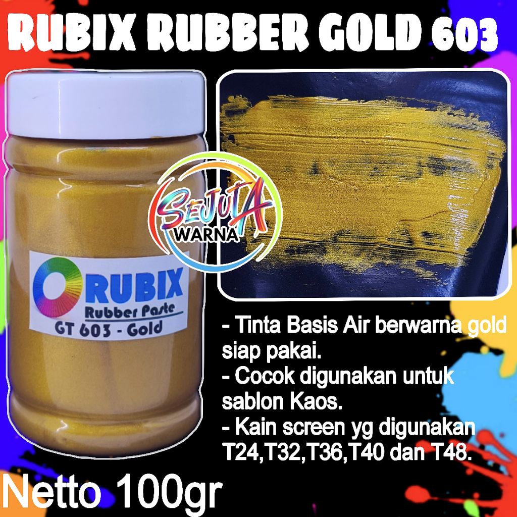 RUBIX RUBBER GOLD 602 BASIS AIR TINTA EMAS GOLD 100GR