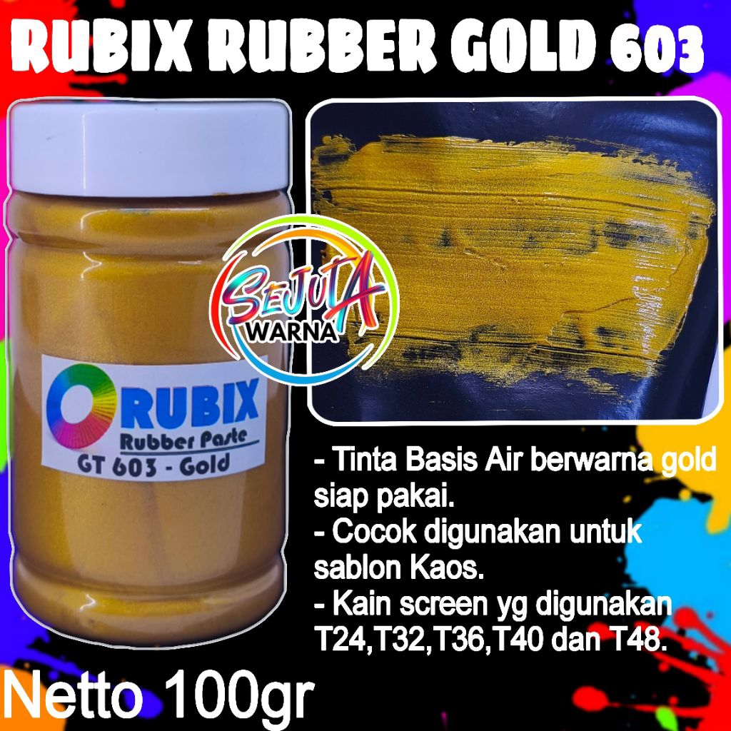 RUBIX RUBBER GOLD 603 BASIS AIR TINTA EMAS GOLD 100GR