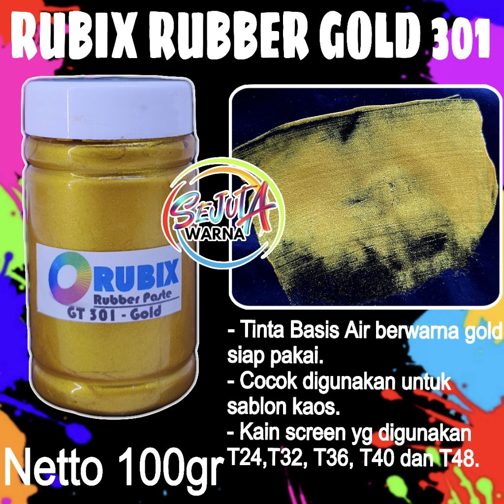 RUBIX RUBBER GOLD 301 BASIS AIR TINTA EMAS GOLD 100GR