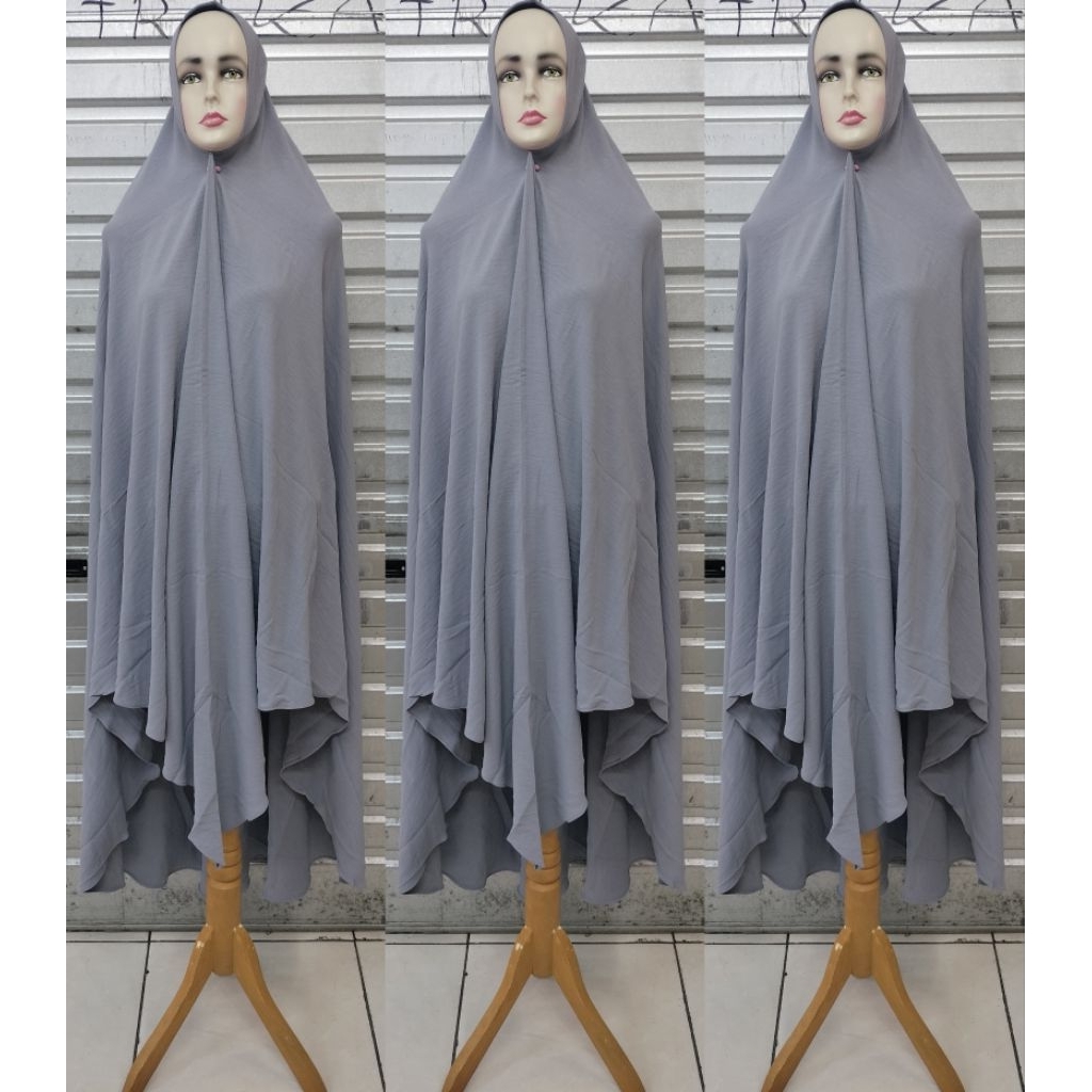 Khimar Jumbo Lancip Crinkle Airflow Pet / Jilbab Crinkle Pet Antem