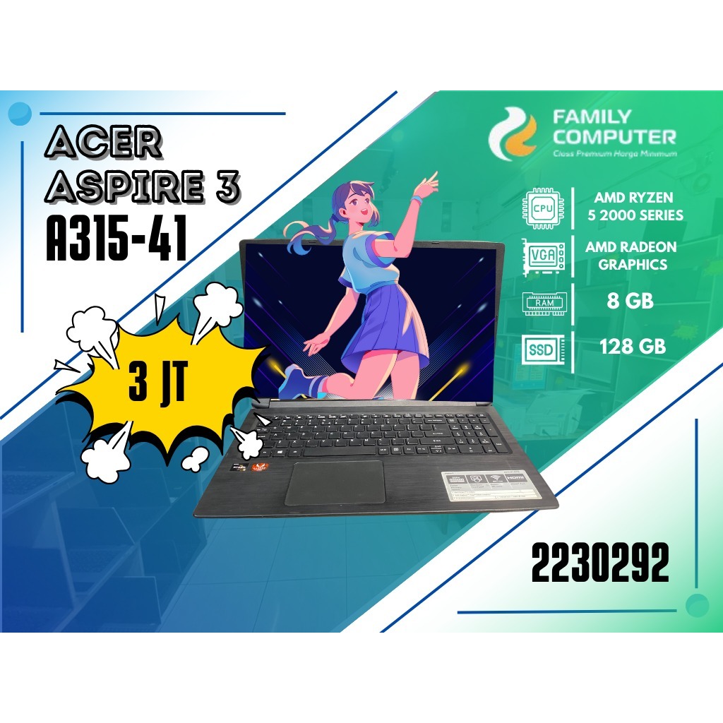ACER ASPIRE 3 A315-41 | AMD RYZEN 5 2000 SERIES | AMD RADEON GRAPHICS