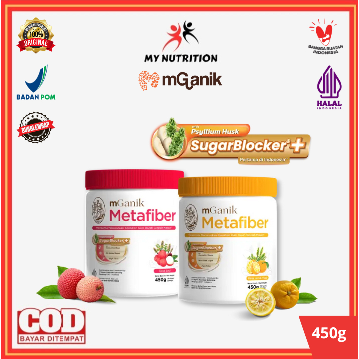 Mganik Metafiber 450gr Minuman Serbuk Rasa Suplemen Serat Herbal Meta Fiber Drink Cegah Diabetes Kad