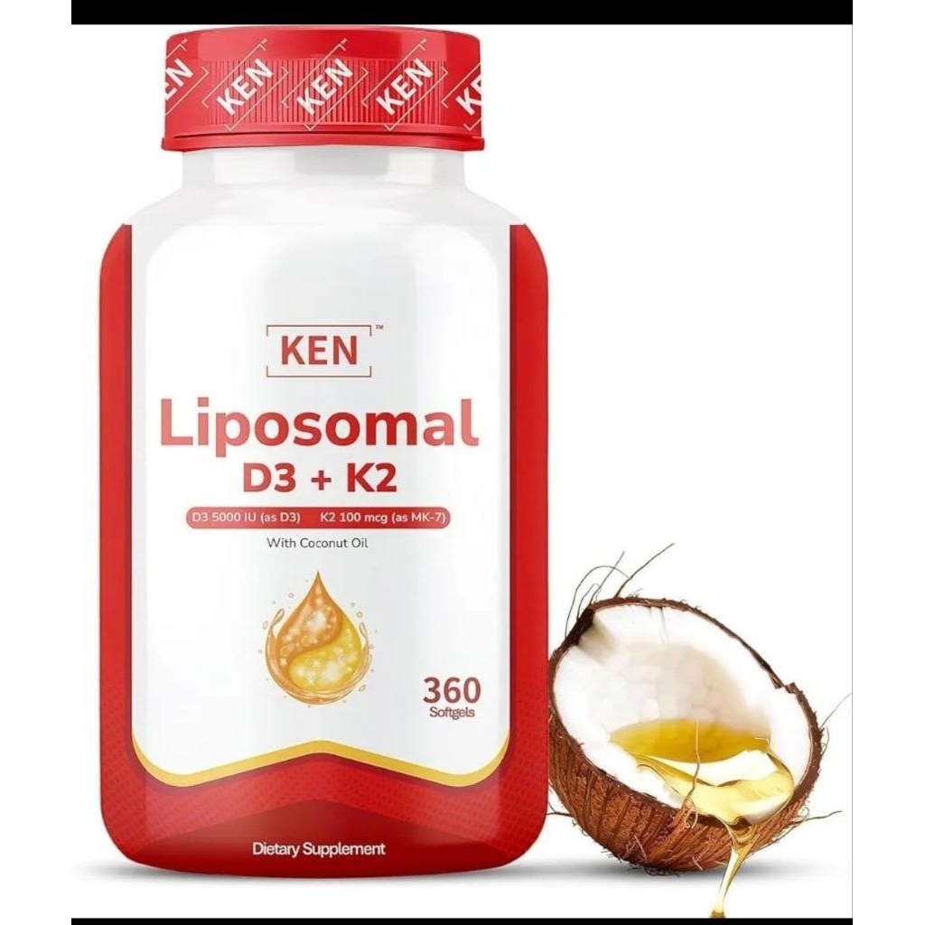5PCS KEN Liposomal Vitamin D3 5000 IU + K2 (MK7) 100 mcg, Bone Support Supplement, Enhanced Calcium 