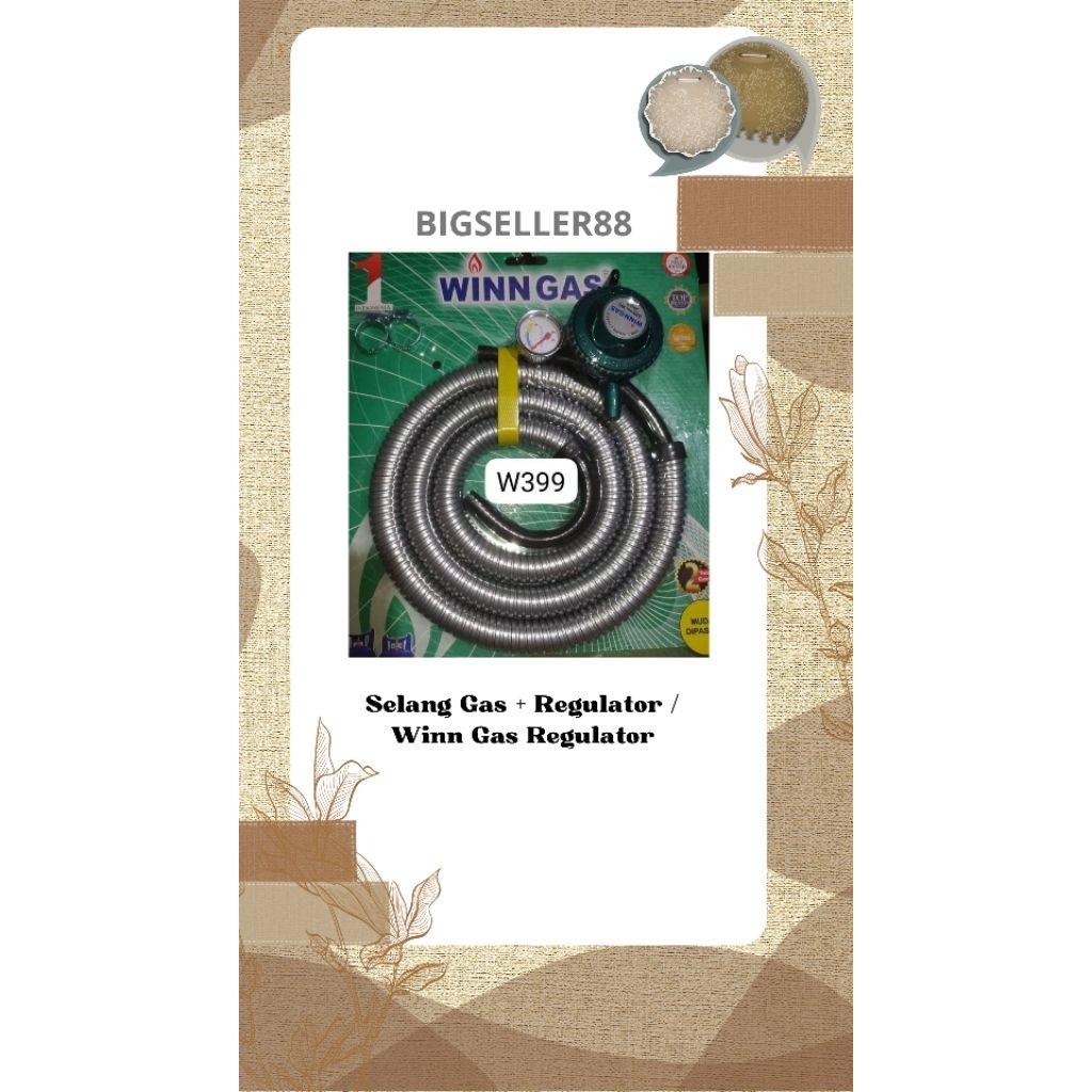 Selang Gas + Regulator / Winn Gas Regulator  Dan Selang Kompor Panjang 1,8 Meter