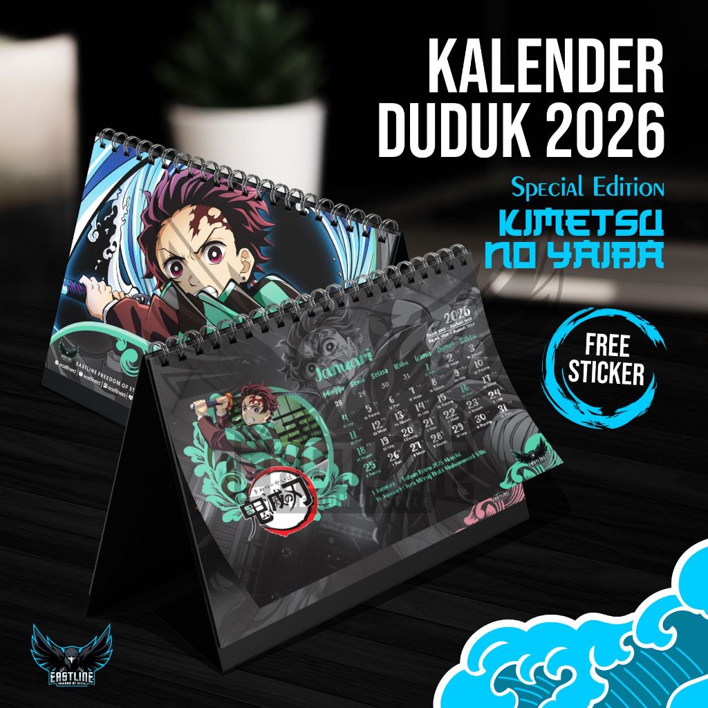 Kalender Meja Duduk Desk Calendar Anime Premium Kimetsu No Yaiba 2026 Isi 12 Lembar AP260 Ukuran A5