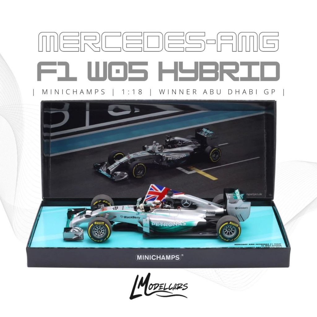 Minichamps 1/18 Mercedes AMG F1 W05 Lewis Hamilton #44 Winner Abu Dhabi GP Formula 1 2014 World Cham