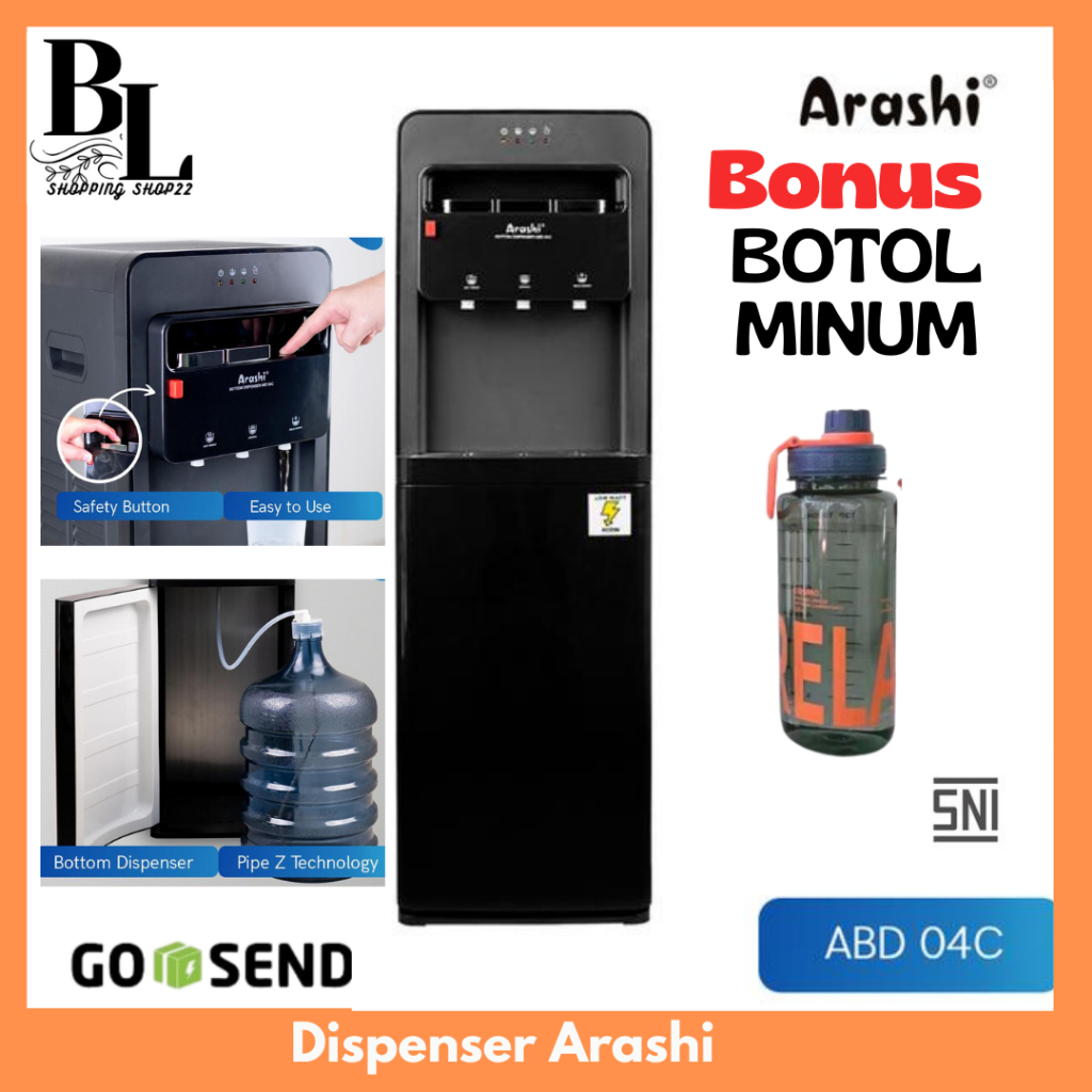 Arashi Dispenser Galon Bawah Low Watt 3 Kran Panas Dingin Normal - ABD04C